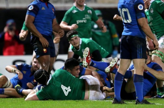 Peter Claffey scores a try