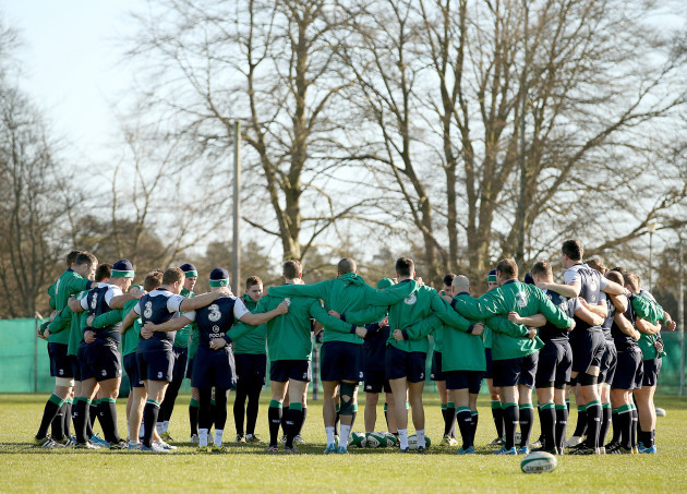 The Ireland squad huddle