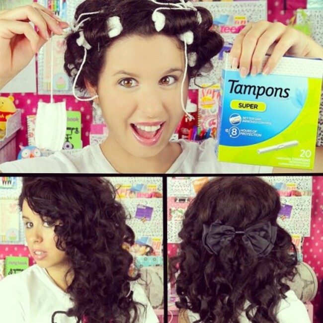 Have you seen my NEWEST Video?! Tampon Curls! And yes...I used actual tampons to curl my hair!!! Watch how amazing my curls came out and how you can use Tampons for more than one reason...PERIOD! Tee Hee! The link to watch is in my bio and right here: http://www.youtube.com/watch?v=gK-v63-rdvM #tampons #beauty #femininehygiene #feminine #hygiene #beautifulcurls #bouncycurls #howto #curlyhair #curls #noheat #noheatcurls #funhairstyles #easy #quick #noheathairstyles #period #menstral #PMS #beautiful #fun #amazing #shocking #wow #shocked #cool #curlyhairstyles