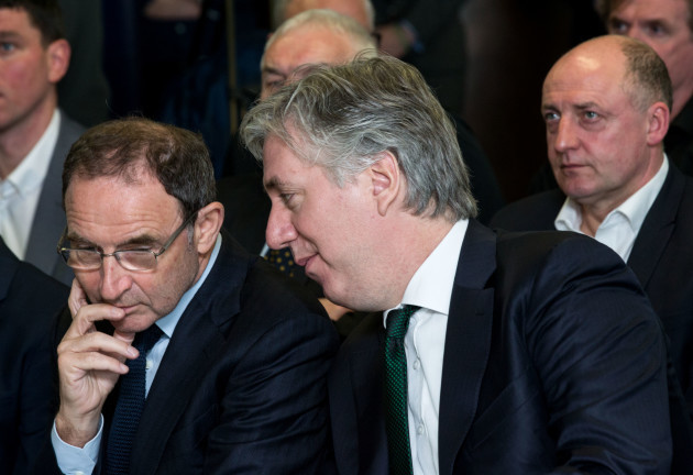 Republic of Ireland manager Martin O'Neill and FAI CEO John Delaney