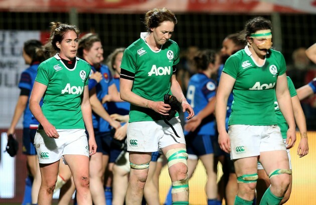 Nora Stapleton, Marie Louise Reilly and Paula Fitzpatrick dejected