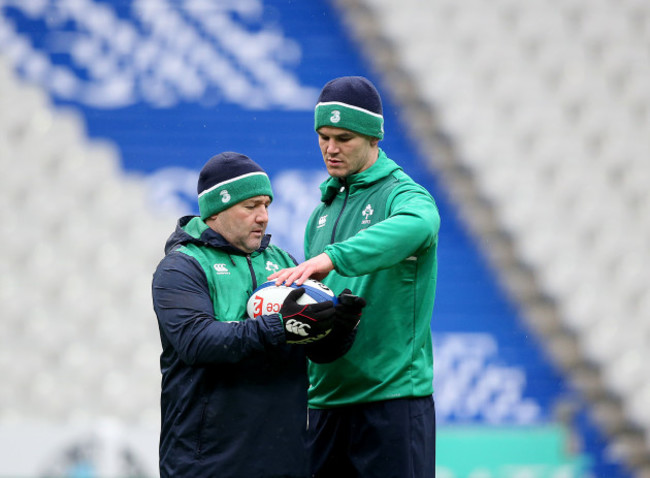 Jonathan Sexton and kicking coach Richie Murphy