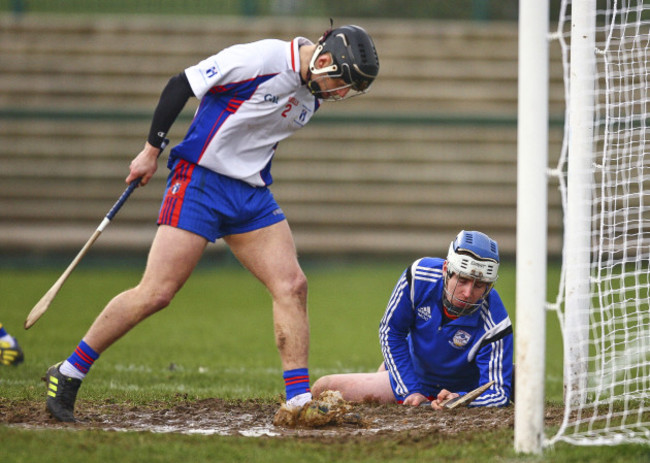 Maidhc O’Conghaile and Eoin Quirke look on in despair after John McGrath scores