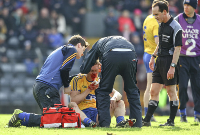 Niall Daly sustains a facial injury