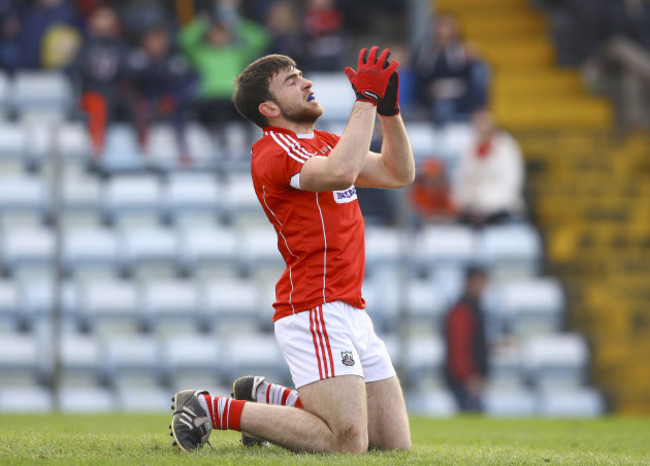 Peter Kelleher reacts to missing a shot on goal