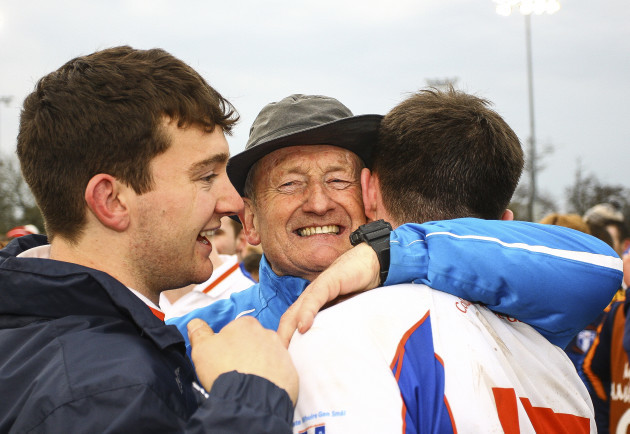 Mary I Fitzgibbon Cup manager Eamon Cregan celebrates at the end of Saturday's game