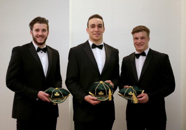 Stuart McCloskey, Ultan Dillane and Josh van der Flier with there first caps