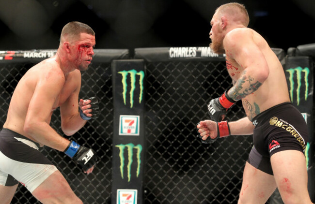 Nate Diaz in action against Conor McGregor