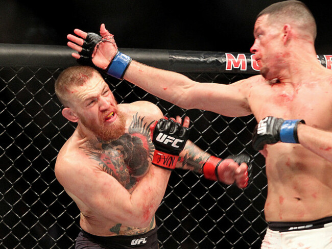 Nate Diaz in action against Conor McGregor