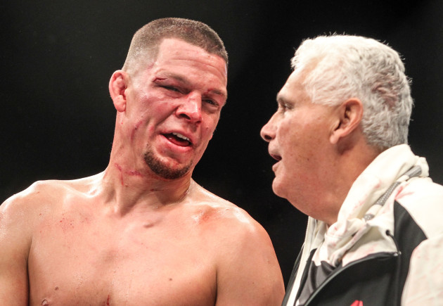 Nate Diaz after defeating Conor McGregor