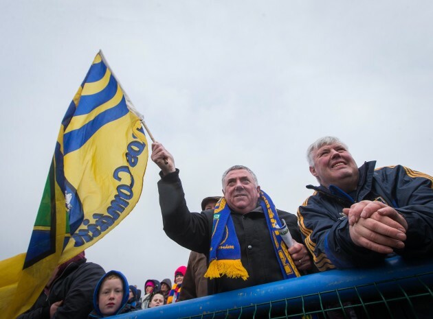 A Roscommon fan cheers on his team