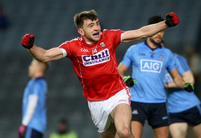 Peter Kelleher celebrates scoring their second goal of the game