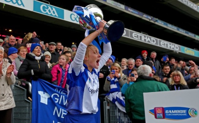 Sarah Sexton lifts the cup