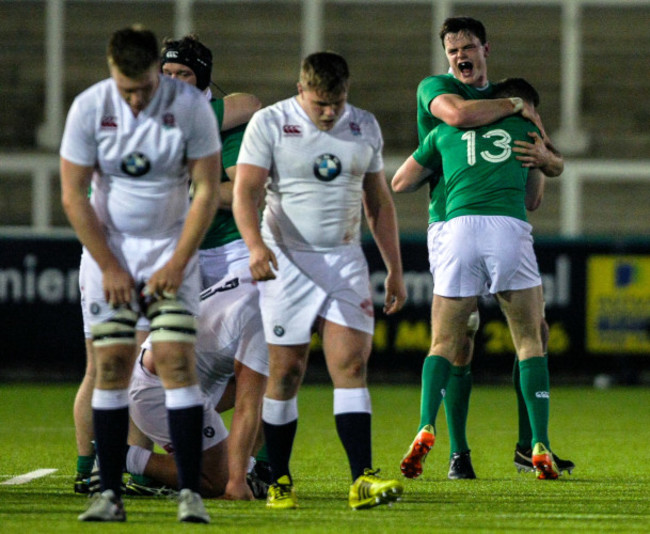 The Ireland team celebrate winning