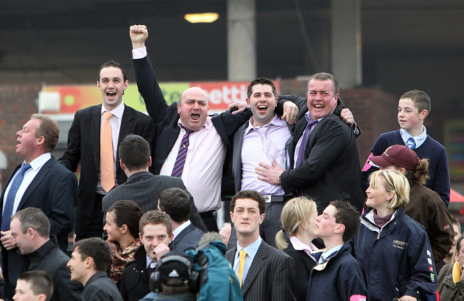 Punters celebrate as Derek O'Connor wins on Chicago Grey