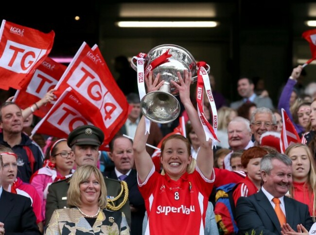 Rena Buckley lifts the Brendan Martin Cup