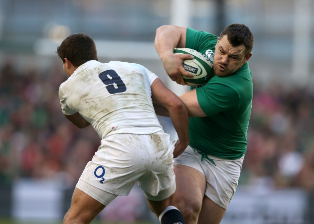 Cian Healy tackled by Ben Youngs