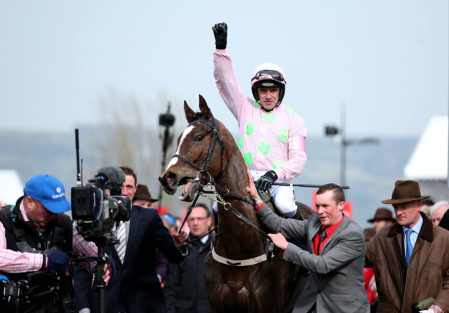 Ruby Walsh onboard Vautour celebrates winning