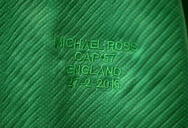 A view of Ireland's Mike Ross' jersey