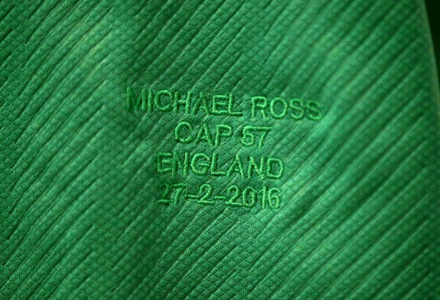 A view of Ireland's Mike Ross' jersey