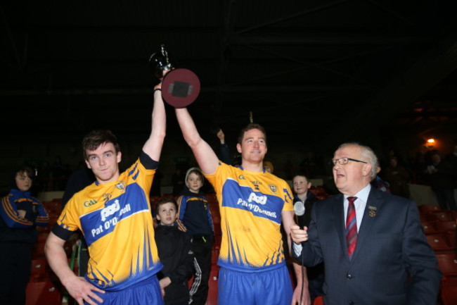 Tony Kelly and Cian Dillon lift the cup