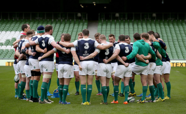 The Ireland team huddle