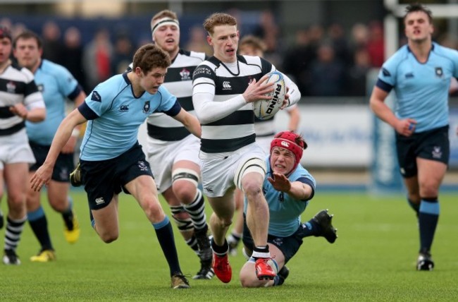 James McKeown breakes past Ryan Baird on his way to scoring the first try