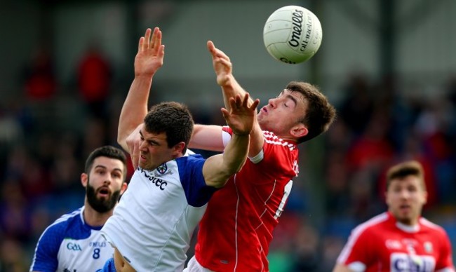 Cork's Peter Kelleher with Monaghan's Drew Wylie