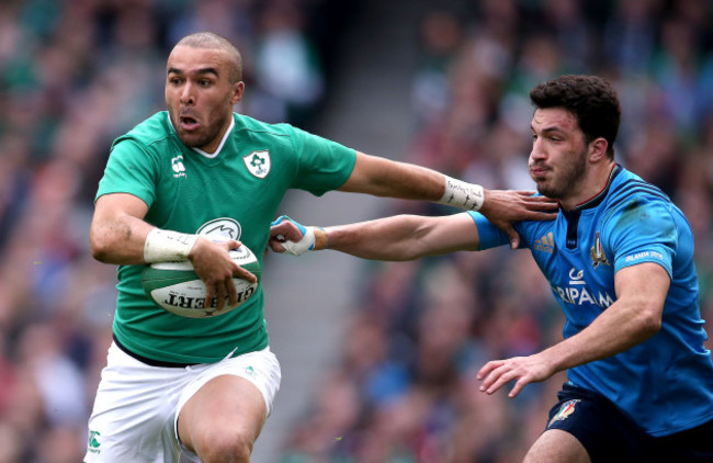 Simon Zebo with Leonardo Sarto