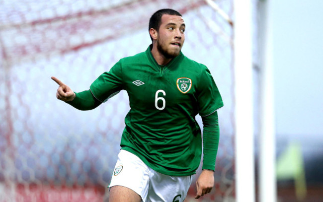 Samir Carruthers celebrates scoring