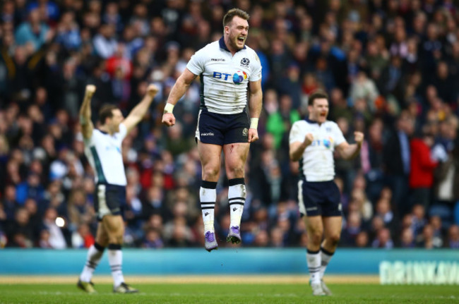 Stuart Hogg celebrates at the final whistle