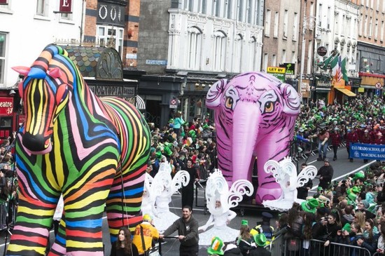 17/03/2016. Pictured are performers on St Patrick