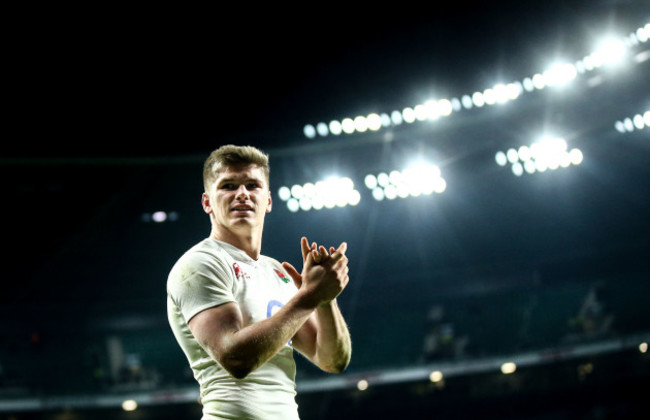 Owen Farrell applauds the crowd