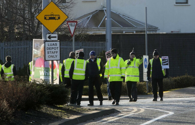 18/02/2016. Luas Strike. Pictured Luas staff picke