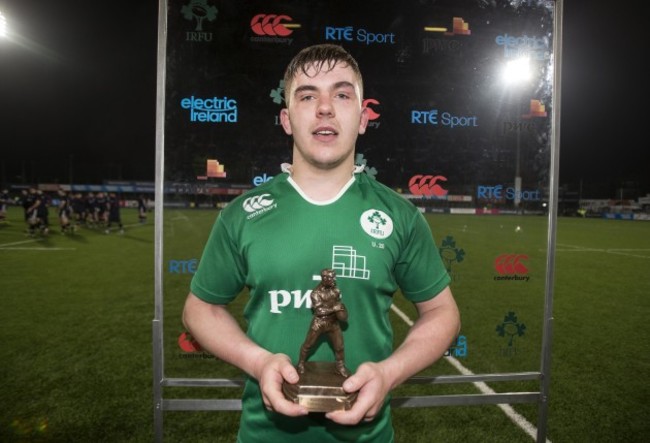 Adam McBurney with his man of the match award