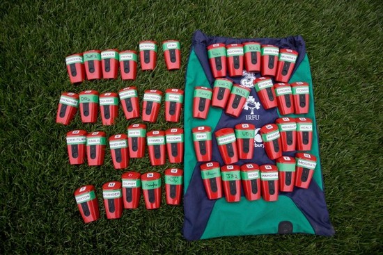 Ireland players' GPS units lined up