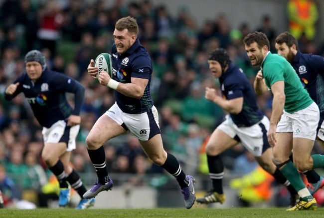 Stuart Hogg breaks free to score the first try