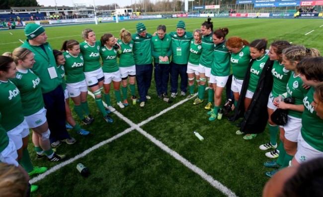 Tom Tierney with his players at the end of the game