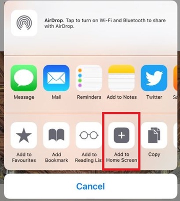 Add to home screen