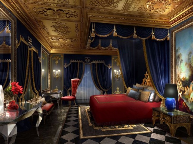 the-royal-bedroom-includes-a-king-sized-bed-complete-with-a-velvet-canopy-each-villa-comes-with-24-hour-butler-service-and-additional-amenities-include-a-private-luxury-shopping-area-and-complimentary-airport-transfers-vi