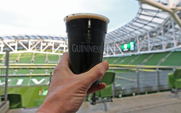 A view of alcoholic drink being served at the Aviva on Good Friday