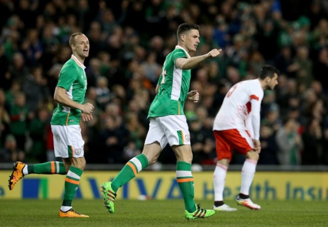 Ciaran Clark celebrates scoring