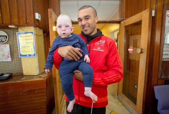 18 month old Zoe Cryan with Simon Zebo