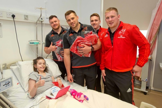Dave Kilcoyne, CJ Stander, Rory Scannell and John Ryan with 9 year old Maggie Joubert