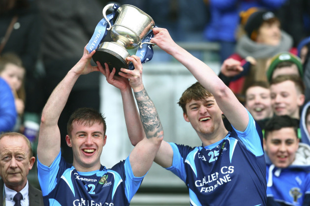 Ryan Heavin and John Corcoran lift the Paddy Drummond Cup