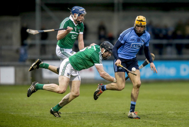 Dublin's Eamon Dillon with Limerick duo Gavin O'Mahony and Wayne McNamara