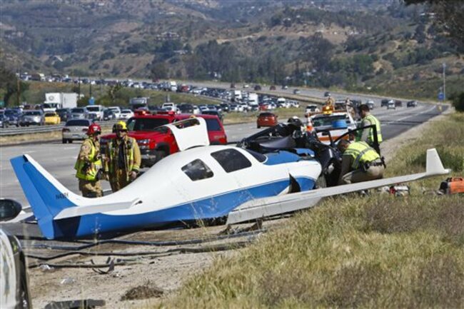 APTOPIX Freeway Plane Crash