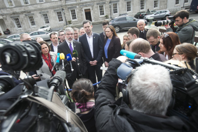 5/4/2016. Sinn Fein President Gerry Adams arrives