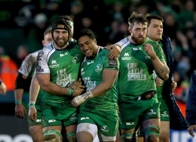 John Muldoon and Bundee Aki celebrate