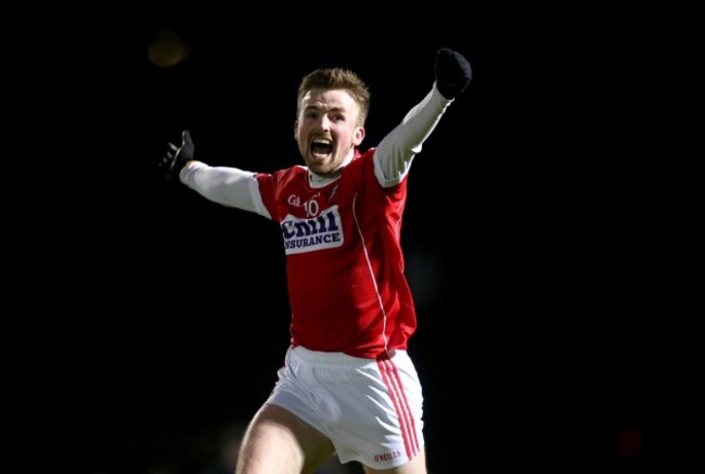 Cian Dorgan celebrates at the final whistle